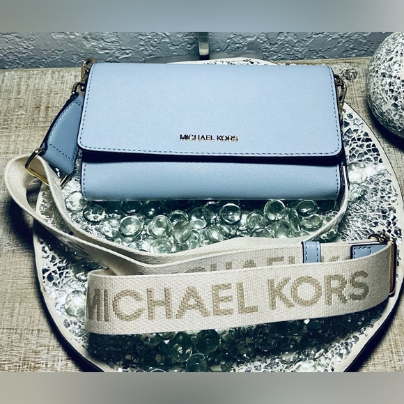Michael Kors Serene Blue and Gold Crossbody Bag- NWOT! - Picture 1 of 6